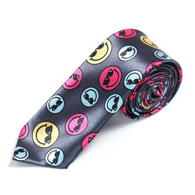 Férfi nyakkendők Aranyos sárga mosolygós arcszemüvegek nyakkendő szőtt klasszikus férfi nyakkendők esküvői újdonság ajándék ing Cravat