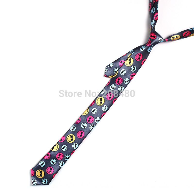 Férfi nyakkendők Aranyos sárga mosolygós arcszemüvegek nyakkendő szőtt klasszikus férfi nyakkendők esküvői újdonság ajándék ing Cravat