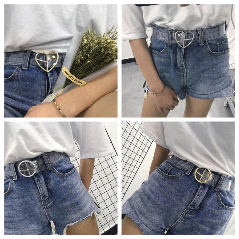 Südamevööd Naistele Vaigust armas läbipaistev vöö teksad kleit vöörihm Kinnitusnõel Harajuku naiste ümmargune PVC läbipaistev vöö 122