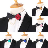 Crna vjenčana leptir-mašna Modna klasična leptir-mašna za muškarce Žene Puni leptir-mašna čvor Leptir-mašne za odrasle s metalnim kravatama Mladoženja