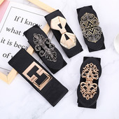 Új, 2023-as divatos fém csatos női, rugalmas, széles derékpánt, új dekorációval ruha övek tervezői öv nőknek luxus öv, női