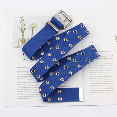 Designer Harajuku curea lată din pânză Web cu ochi dublu orificiu cu cataramă centură femeie bărbați negru alb curele din talie pentru femei bărbați