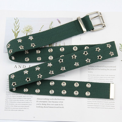 Designer Harajuku curea lată din pânză Web cu ochi dublu orificiu cu cataramă centură femeie bărbați negru alb curele din talie pentru femei bărbați