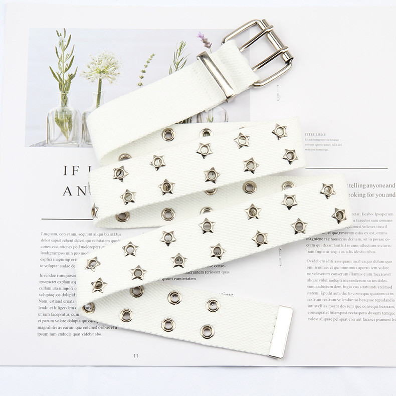 Designer Harajuku curea lată din pânză Web cu ochi dublu orificiu cu cataramă centură femeie bărbați negru alb curele din talie pentru femei bărbați