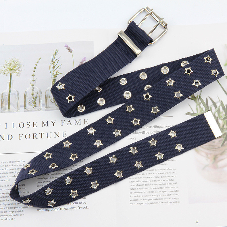 Designer Harajuku curea lată din pânză Web cu ochi dublu orificiu cu cataramă centură femeie bărbați negru alb curele din talie pentru femei bărbați