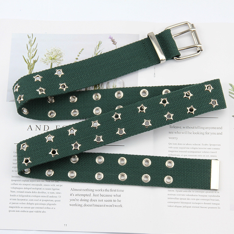 Designer Harajuku curea lată din pânză Web cu ochi dublu orificiu cu cataramă centură femeie bărbați negru alb curele din talie pentru femei bărbați