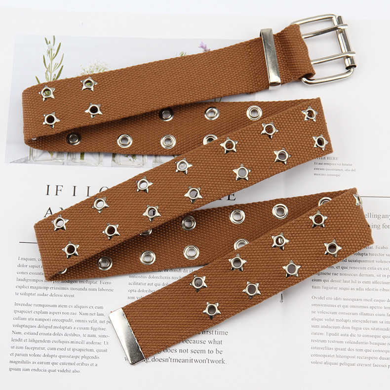 Designer Harajuku curea lată din pânză Web cu ochi dublu orificiu cu cataramă centură femeie bărbați negru alb curele din talie pentru femei bărbați