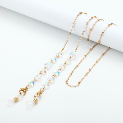 Divat akril kristály szemüveg lánc pillangó gyöngyös nyakpánt napszemüveg lánc női ékszer szemüveg lánc tartó