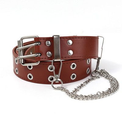 Μόδα Γυναικείες Ζώνες με Διπλό Δαχτυλίδι Διακοσμητική ζώνη μέσης PU Μεταλλική Πανκ Ζώνη Φόρεμα Ελεύθερου Τζιν Τζιν γοτθική ζώνη