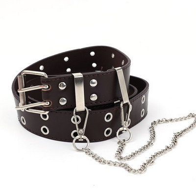 Μόδα Γυναικείες Ζώνες με Διπλό Δαχτυλίδι Διακοσμητική ζώνη μέσης PU Μεταλλική Πανκ Ζώνη Φόρεμα Ελεύθερου Τζιν Τζιν γοτθική ζώνη