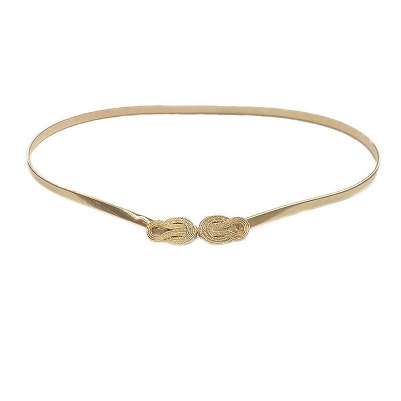 Elasztikus ezüstös Esküvői Skinny for Gold Cummerbunds Női derék formájú öv fém tervezői öv övek női levél lánynak nyújtható