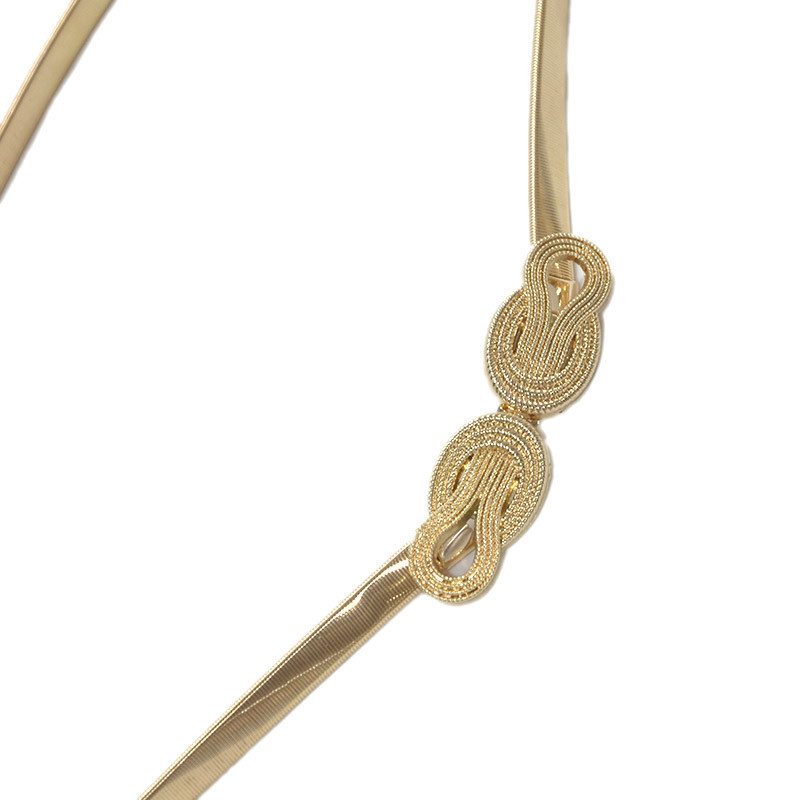 Elasztikus ezüstös Esküvői Skinny for Gold Cummerbunds Női derék formájú öv fém tervezői öv övek női levél lánynak nyújtható