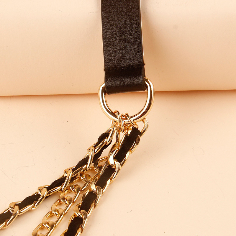 2023 m. aukštos kokybės PU odos mados moteriškos punk stiliaus grandinėlės plono diržo suknelės dekoravimo diržai moterims prabangaus dizainerio prekės ženklas