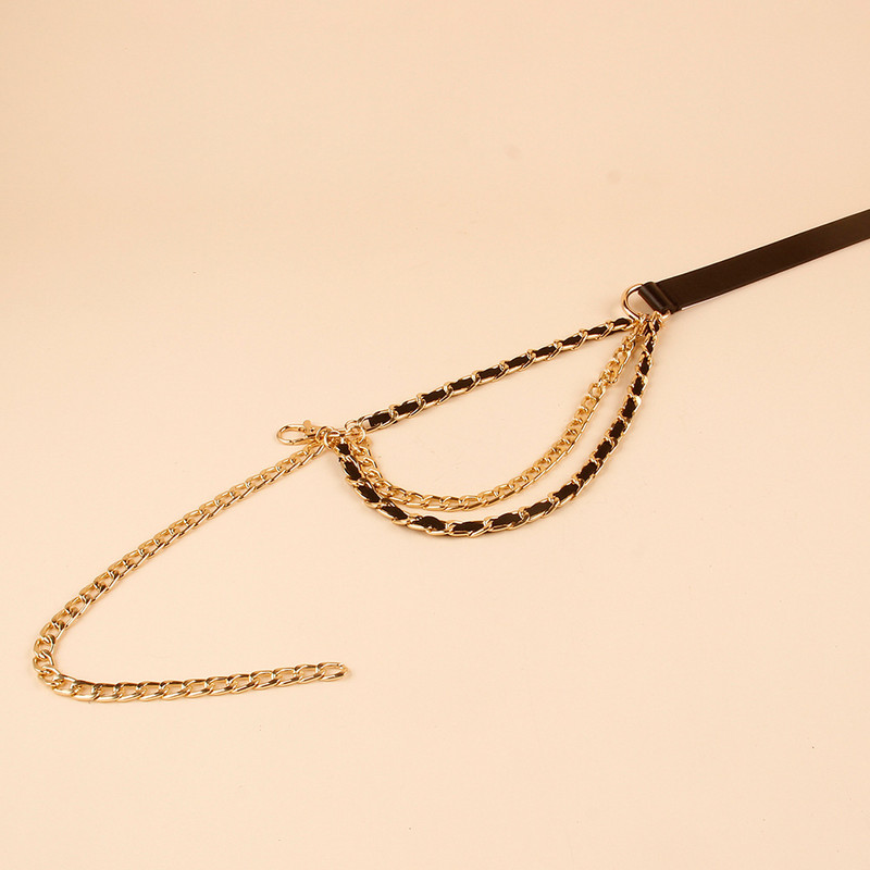 2023 m. aukštos kokybės PU odos mados moteriškos punk stiliaus grandinėlės plono diržo suknelės dekoravimo diržai moterims prabangaus dizainerio prekės ženklas