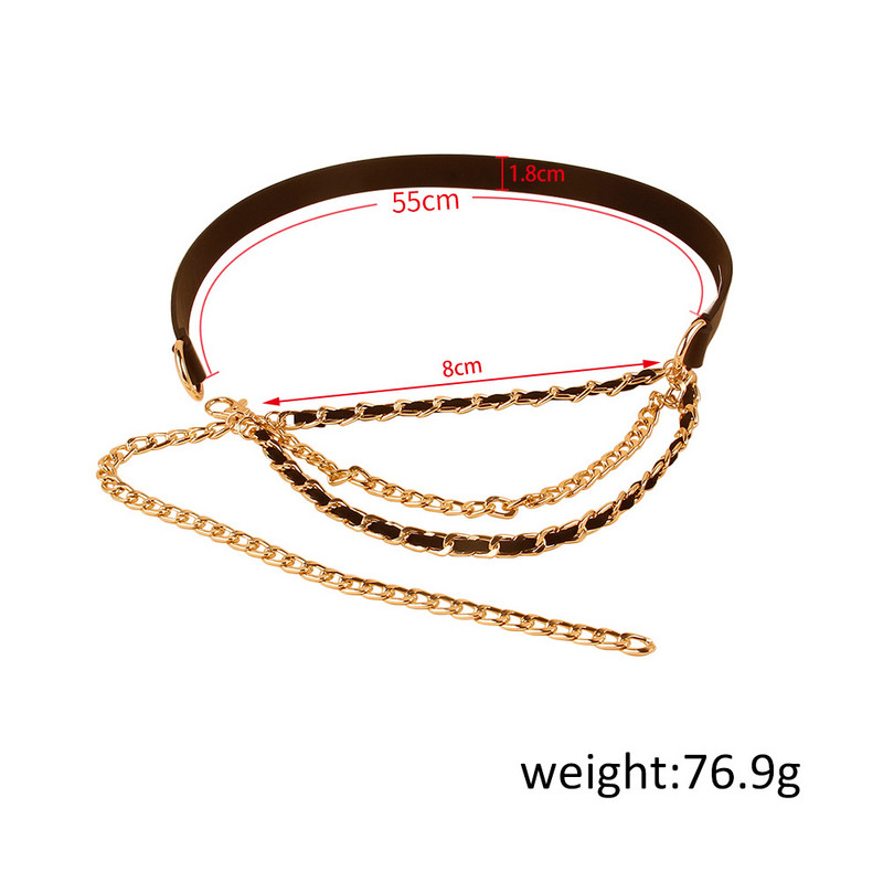 2023 m. aukštos kokybės PU odos mados moteriškos punk stiliaus grandinėlės plono diržo suknelės dekoravimo diržai moterims prabangaus dizainerio prekės ženklas