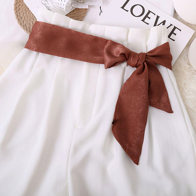 Forró nyári farmer szoknya dekoratív tiszta öv női puha szatén selyem sál derék karcsú multifunkciós keskeny szalag kalappánt