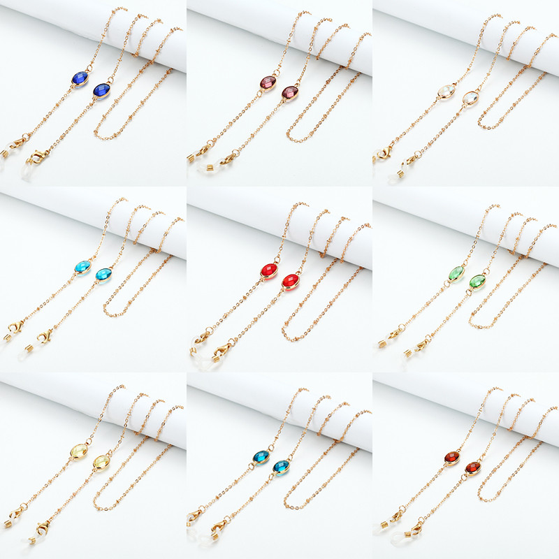 Divat akril kristály napszemüveg láncok kerek gyöngyös szemüveg lánc tartó szemüveg lánc maszk nyakpántos ékszer nőknek