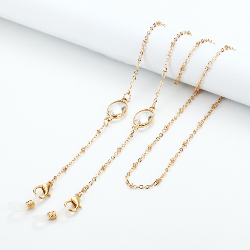 Divat akril kristály napszemüveg láncok kerek gyöngyös szemüveg lánc tartó szemüveg lánc maszk nyakpántos ékszer nőknek