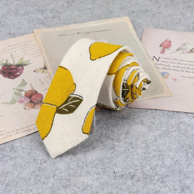 Bărbați de înaltă calitate, drăguț de in, cravată de desene animate pentru bărbați, modă, buline, flori imprimate, cadou amuzant, cravată subțire cu dungi înguste, cravată 6 cm