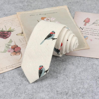 Bărbați de înaltă calitate, drăguț de in, cravată de desene animate pentru bărbați, modă, buline, flori imprimate, cadou amuzant, cravată subțire cu dungi înguste, cravată 6 cm