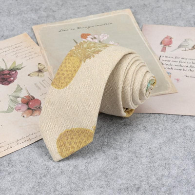 Bărbați de înaltă calitate, drăguț de in, cravată de desene animate pentru bărbați, modă, buline, flori imprimate, cadou amuzant, cravată subțire cu dungi înguste, cravată 6 cm