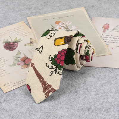 Bărbați de înaltă calitate, drăguț de in, cravată de desene animate pentru bărbați, modă, buline, flori imprimate, cadou amuzant, cravată subțire cu dungi înguste, cravată 6 cm