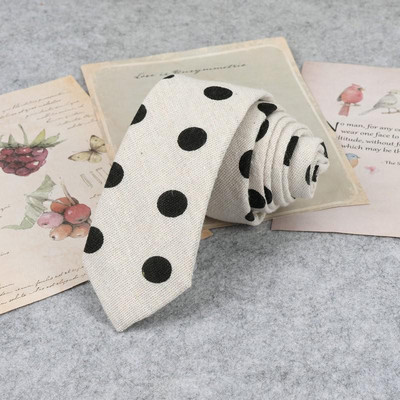 Bărbați de înaltă calitate, drăguț de in, cravată de desene animate pentru bărbați, modă, buline, flori imprimate, cadou amuzant, cravată subțire cu dungi înguste, cravată 6 cm