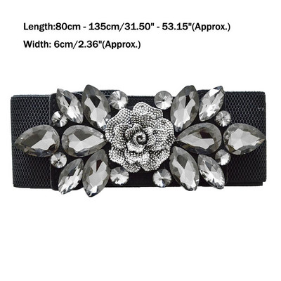 Naiste värviline kivist lilledega vöövöö elastne lai vöörihm Kleit Dekoratsioon Peo lilleline pannal Rhinestone elastne lai vöö