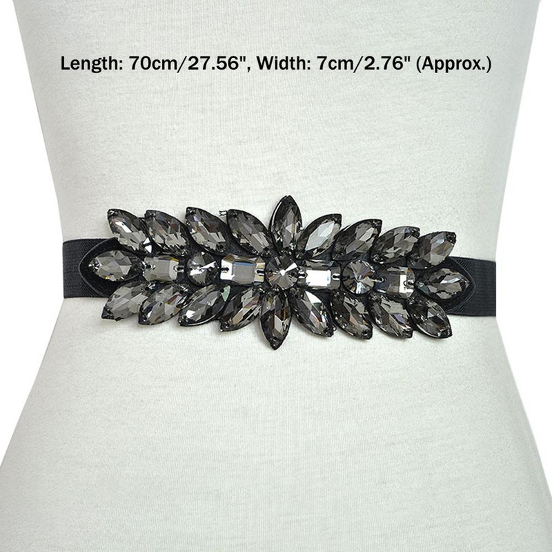 Naiste värviline kivist lilledega vöövöö elastne lai vöörihm Kleit Dekoratsioon Peo lilleline pannal Rhinestone elastne lai vöö