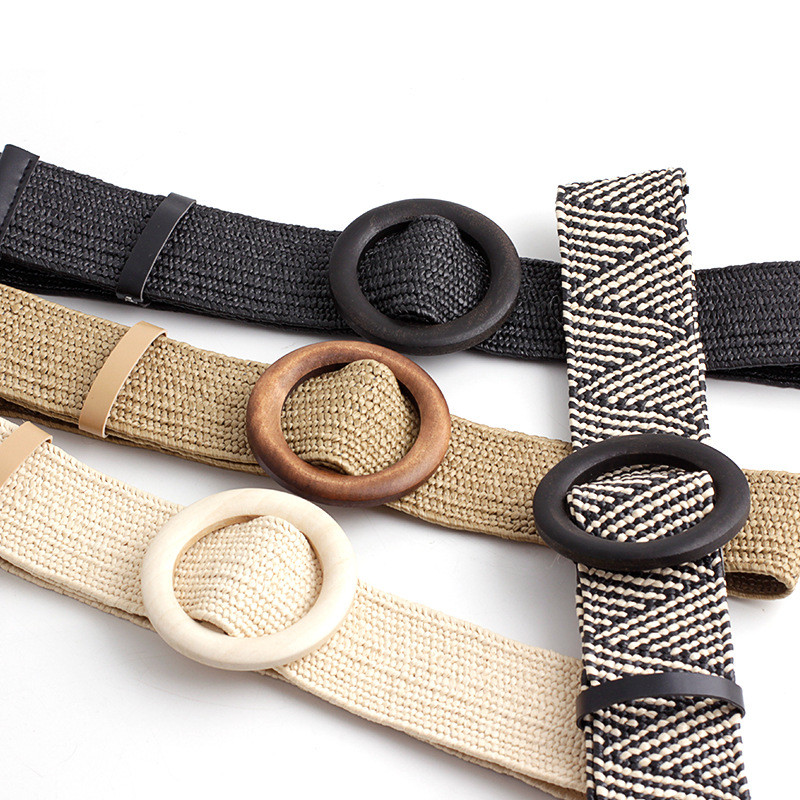 Proljetna i ljetna haljina Ukrasni remen Drvena kopča Ženska moda Jednostavan divlji elastični pleteni remen Boemski dodaci za tkanje