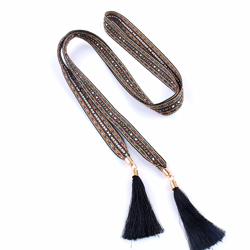 dizajnerski remeni visoke kvalitetei Nacionalne karakteristike remen platnene naramenice na struku s resama od užeta s resama retro ženska ukrasna haljina