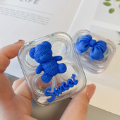 Νέο 1 σετ Lovely Flower Klein Μπλε τσέπη Μίνι θήκη φακών επαφής Κιτ ταξιδιού Easy Carry Lenses Box Δοχείο