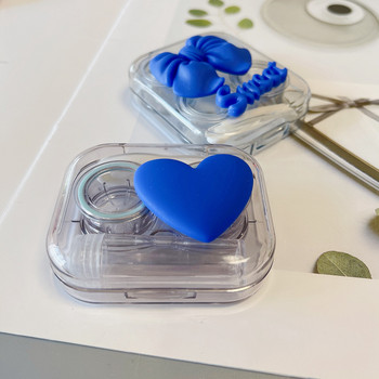 Нов 1 комплект Lovely Flower Klein Blue Pocket Мини калъф за контактни лещи Комплект за пътуване Кутия за лесно пренасяне Кутия за лещи