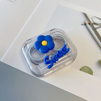 Νέο 1 σετ Lovely Flower Klein Μπλε τσέπη Μίνι θήκη φακών επαφής Κιτ ταξιδιού Easy Carry Lenses Box Δοχείο