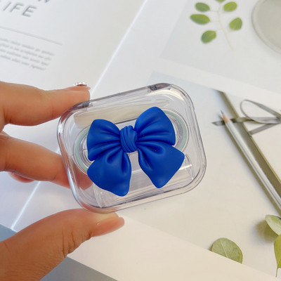 Νέο 1 σετ Lovely Flower Klein Μπλε τσέπη Μίνι θήκη φακών επαφής Κιτ ταξιδιού Easy Carry Lenses Box Δοχείο