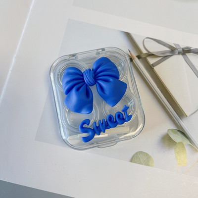 Νέο 1 σετ Lovely Flower Klein Μπλε τσέπη Μίνι θήκη φακών επαφής Κιτ ταξιδιού Easy Carry Lenses Box Δοχείο