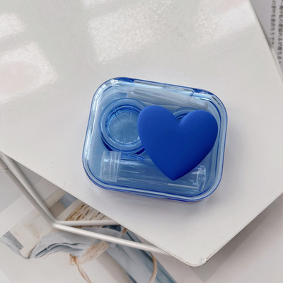 Νέο 1 σετ Lovely Flower Klein Μπλε τσέπη Μίνι θήκη φακών επαφής Κιτ ταξιδιού Easy Carry Lenses Box Δοχείο