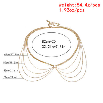 Vintage πολυώροφες ζώνες αλυσίδας για γυναίκες Ζώνες μέσης μεταλλικό αλουμίνιο Γυναικεία Desinger (με Φόρεμα) 2023 Y2k Lady Body Chain 024