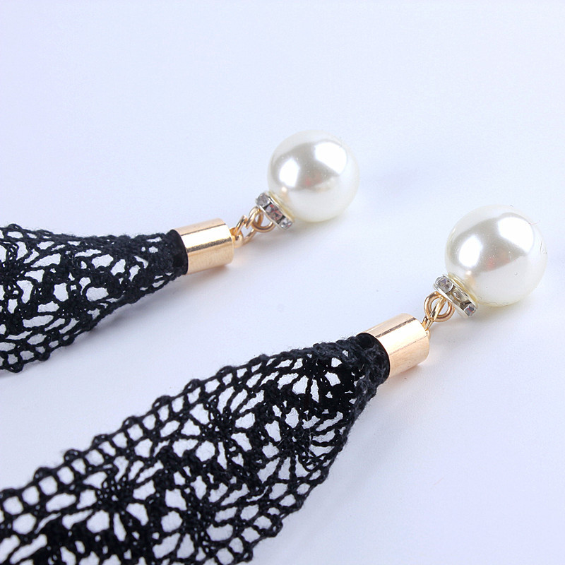 női divat csipke üreges öv vékony gyöngy öv kötél ruhákhoz bojt derékpánt öv csomó díszített keskeny szalag fekete