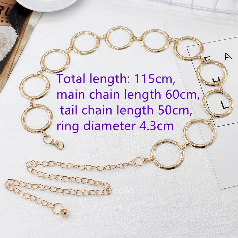 Zlatni ukrasni remen s velikim prstenom Korejska verzija modne proljeća i ljeta elegantna metalna haljina ženski lanac oko struka ženski remen