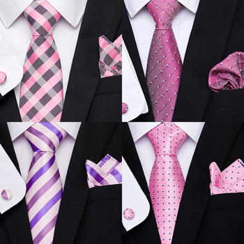 Луксозна 100% копринена вратовръзка носна кърпичка джобни квадратчета комплект копчета за ръкавели вратовръзка за мъже синьо червено аксесоари за дрехи