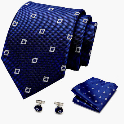 Muška kravata Crvena točkasta kvalitetna vjenčana kravata Za muškarce Kravata Hanky Dugmad za manžete Svilena kravata Set Dizajner Poslovna