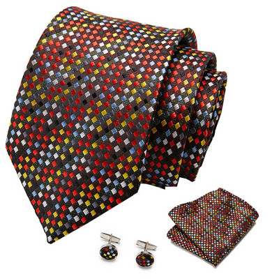 Muška kravata Crvena točkasta kvalitetna vjenčana kravata Za muškarce Kravata Hanky Dugmad za manžete Svilena kravata Set Dizajner Poslovna