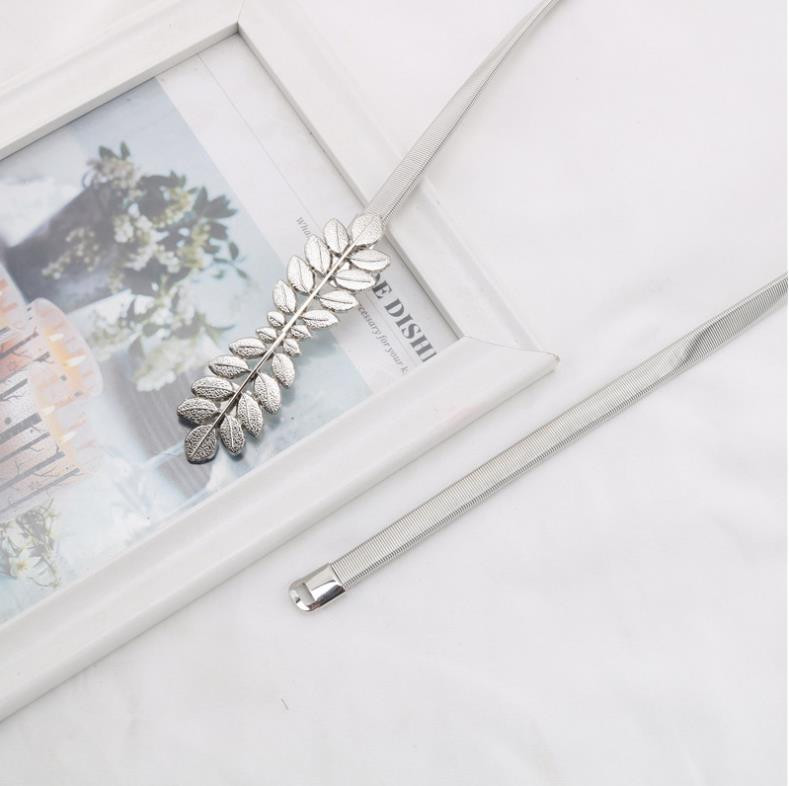 Parduodu kaip karštus pyragus Metaliniai lapeliai Elastingi diržai moterims Sidabrinė juosmens grandinėlė suknelė Dekoruota moteriški diržai Įvairių stilių