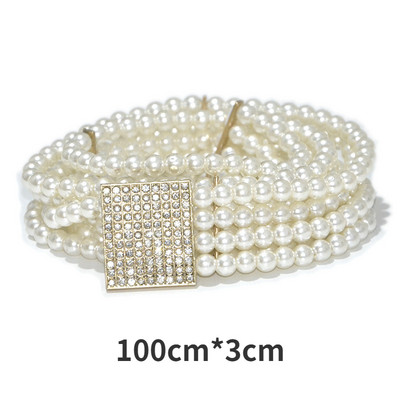 Novi jedinstveni biserni dijamantni pojas Ženska moda Sjajni široki pojasevi Ženska jeans haljina Pojas Dizajn marke 2022.