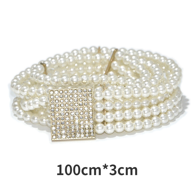 Novi jedinstveni biserni dijamantni pojas Ženska moda Sjajni široki pojasevi Ženska jeans haljina Pojas Dizajn marke 2022.