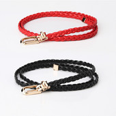 Divatos vékony PU-bőr pántok, szőtt tűs csatos öv farmer öv PU öv ruha finom öv nőknek