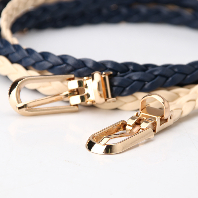 Divatos vékony PU-bőr pántok, szőtt tűs csatos öv farmer öv PU öv ruha finom öv nőknek