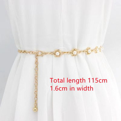 Haljina Pearl Hook Ženski lanac oko struka Korejski stil Slatka moda Pearl Decoratio Metalni pojas pojasevi za žene cinturones para mujer