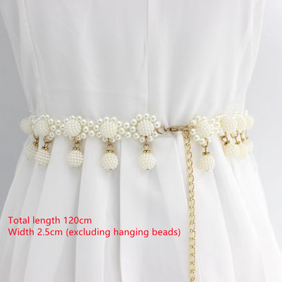 Haljina Pearl Hook Ženski lanac oko struka Korejski stil Slatka moda Pearl Decoratio Metalni pojas pojasevi za žene cinturones para mujer